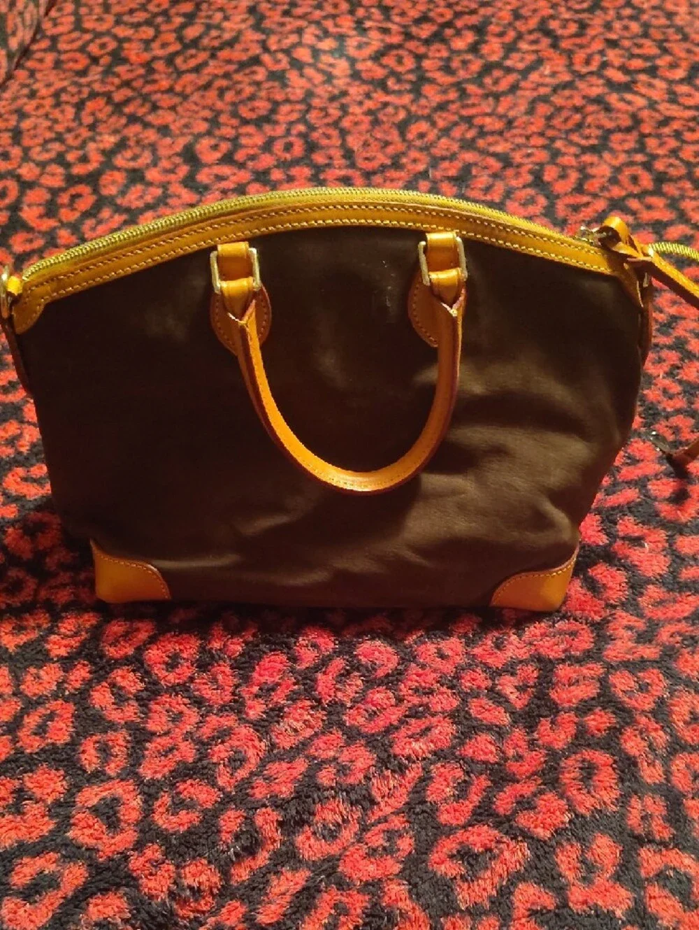Dooney & Bourke Brown and Tan Leather-Trim Satchel